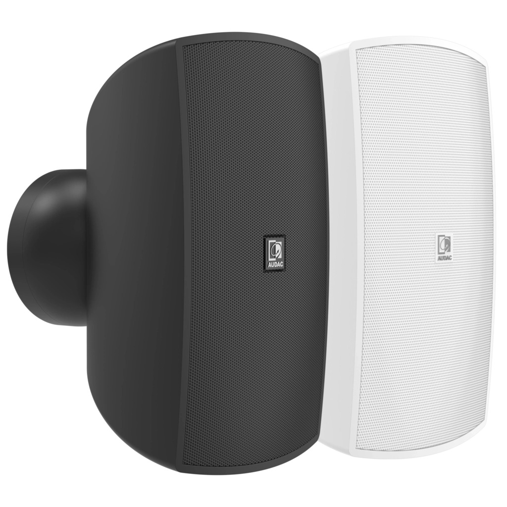 AUDAC ATEO6M wall-mount speakers in black and white
