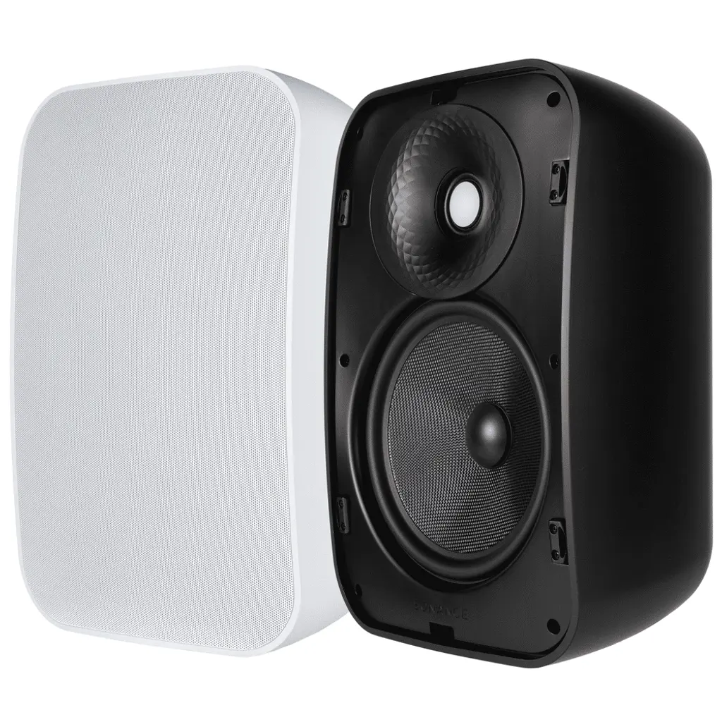 Sonance Mariner MX86 outdoor speakers in black and white